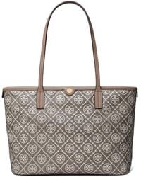 Tory Burch - T Monogram Coated Jacquard Small Zip Tote Bag - Lyst