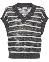 Brunello Cucinelli - Striped Linen Top - Lyst