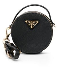 Prada - Enamel-logo Saffiano-leather Mini Pouch - Lyst