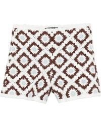 Maje - Floral-Patterned Crochet Shorts - Lyst