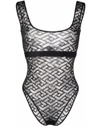 Versace - La Greca Tulle Bodysuit - Lyst
