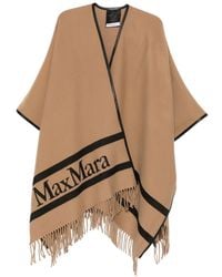 Max Mara - Fringed Logo-Lettering Wool Scarf - Lyst