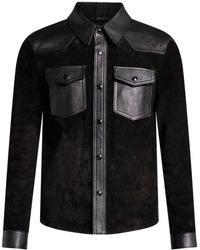 Tom Ford - Leather Trim Suede Shirt - Lyst