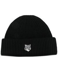 Maison Kitsuné - Bonnet En Maille Côtelée - Lyst