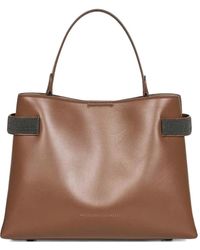 Brunello Cucinelli - Essence Schultertasche Mit Perlenriemen - Lyst