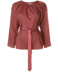 Hache Patterned Belted Blouse - Red