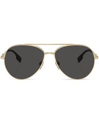 Burberry - Logo-plaque Pilot-frame Sunglasses - Lyst