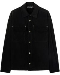 Palm Angels - Logo-Print Velvet Overshirt - Lyst