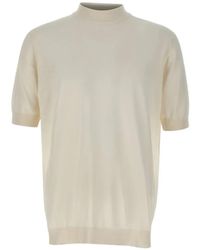 FILIPPO DE LAURENTIIS - Mock-Neck Short-Sleeve Fine-Knit Top - Lyst