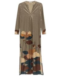 Siyu - Maxi-Jurk Met V-Hals - Lyst