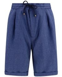 Brunello Cucinelli - Herringbone Drawstring-Waist Shorts - Lyst