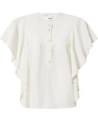 Isabel Marant - Ruffled-Sleeve Pom-Pom-Trim Blouse - Lyst
