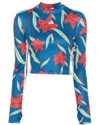 adidas - X Farm Rio Floral-Print Cropped T-Shirt - Lyst
