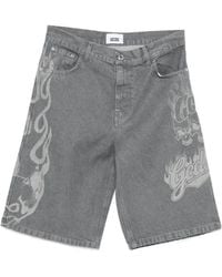 Gcds - Printed Denim Shorts - Lyst