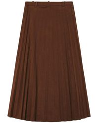 B+ AB - Faux-Suede Pleated Midi Skirt - Lyst