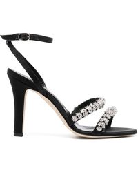 Manolo Blahnik - 105Mm Crystal-Embellished Leather Sandals - Lyst