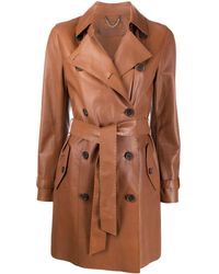 DESA NINETEENSEVENTYTWO Double Breasted Leather Trench Coat - Brown