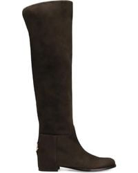 Dolce & Gabbana - Stiefel Aus Wildleder Mit Logo-Schild - Lyst