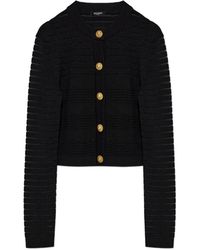 Balmain - Sheer-Stripe Fitted Cardigan - Lyst