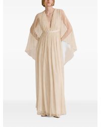 Alberta Ferretti - Pleated Silk Maxi Dress - Lyst
