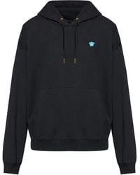 Versace - Embroidered-Logo Cotton Hoodie - Lyst