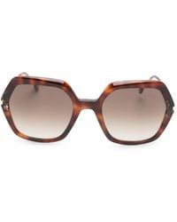 Carolina Herrera - Geometric-Frame Tortoiseshell-Effect Sunglasses - Lyst