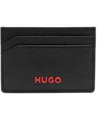 HUGO - Logo-Plaque Leather Cardholder - Lyst