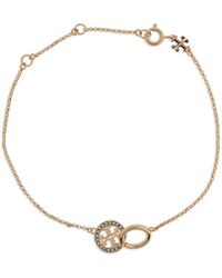 Tory Burch - Icon Pavé Interlocking Chain Bracelet - Lyst