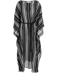 Tory Burch - Caftan Rayé À Taille Ceinturée - Lyst