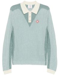 CASABLANCA - Ribbed-Knit Logo-Patch Polo Shirt - Lyst