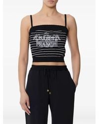 Elisabetta Franchi - Gestreiftes Oberteil mit Stickerei - Lyst