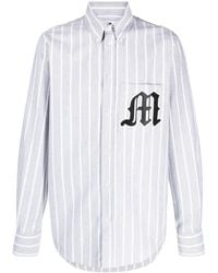MSGM - Camisa A Rayas Con Logo De Apliques - Lyst