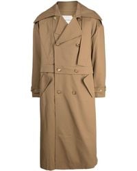 Feng Chen Wang - Double-Breasted Gabardine Trench Coat - Lyst