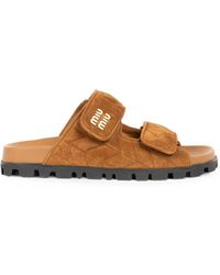 Miu Miu - Quilted Touch-Strap Sandals - Lyst