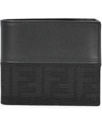 Fendi - Ff Zucca Jacquard And Leather Bi-Fold Wallet - Lyst