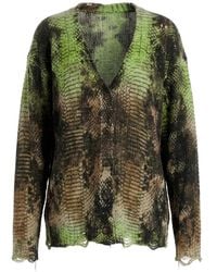 R13 - Cárdigan Con Estampado De Piel De Serpiente Y Efecto Envejecido - Lyst