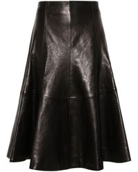 Khaite - Lennox Leather Midi Skirt - Lyst