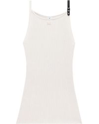 Courreges - Geripptes Strickkleid Mit Schnalle - Lyst