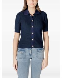 Morgan - Short-Sleeve Collared Cardigan - Lyst