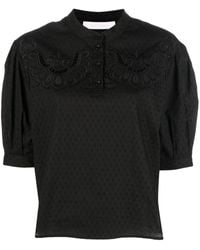 See By Chloé - Broderie-anglaise Puff-sleeve Shirt - Lyst