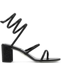 Rene Caovilla - Strassverzierte Sandalen Aus Satin - Lyst
