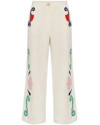 Carolina K - Sam Embroidered Wide-Leg Trousers - Lyst