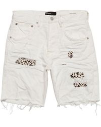 Purple Brand - Jeans-Shorts im Patchwork-Look mit Geparden-Print - Lyst