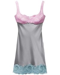 Versace - Lace-Trim Silk Cady Satin Mini Dress - Lyst