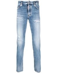 DSquared² - Distressed Straight-Leg Jeans - Lyst