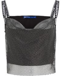 Karl Lagerfeld - Top Con Maglia A Catena - Lyst