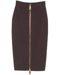 Elisabetta Franchi - Front-Zip Pencil Midi Skirt - Lyst