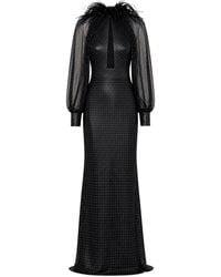 Gemy Maalouf - Feather-Trim Crystal-Embellished Dress - Lyst