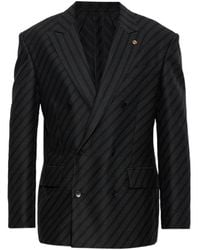 Versace - Pinstriped Double-Breasted Blazer - Lyst