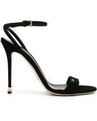 Elisabetta Franchi - 105Mm Metal-Logo Suede Sandals - Lyst